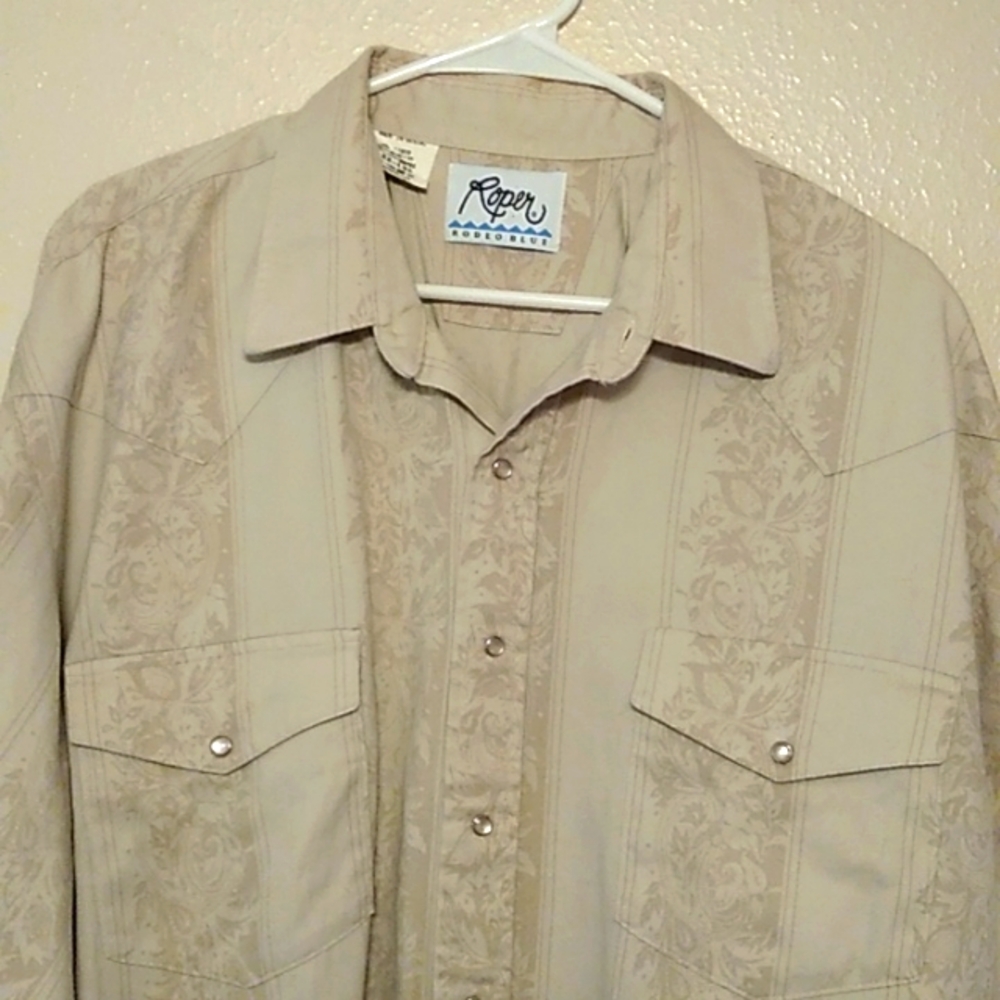 Vintage Roper Western Shirt Rodeo Cowboy XXL Men's Tan Pearl Snap